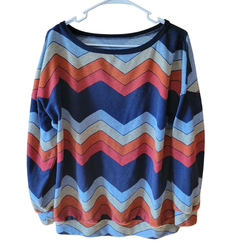 Boutique medium loose aztec stripe boutique sweater comfy holiday lounge